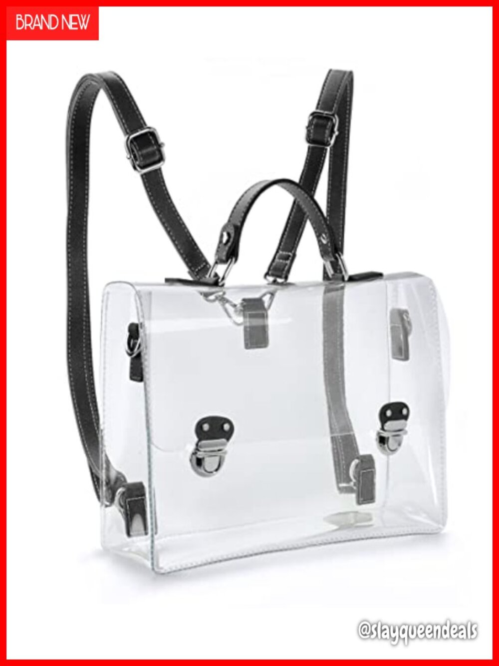 Clear PVC Convertible Satchel Backpack Crossbody Stadium Approved